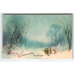 Vintage 1922 Christmas Postcard Joy of Christmastide Winter Scene